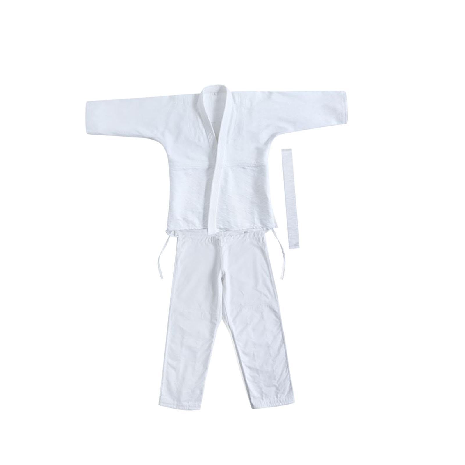 柔道着 道着 通気性 柔術着 競技用 スパーリング トレーニング用 ホワイト 155cm, 白