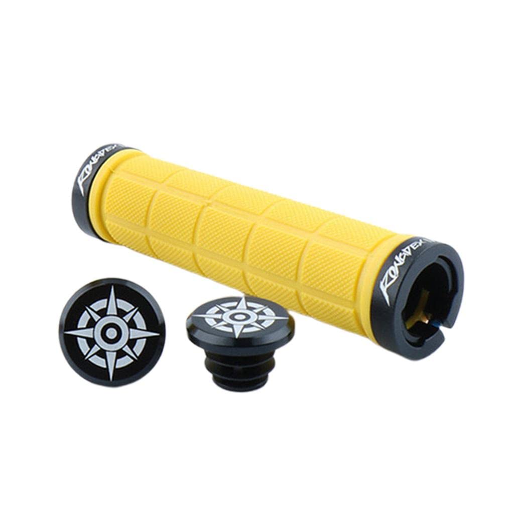 自転車ハンドルバースリーブ ゴム製自転車ロック 滑り止めグリップ イエロー ラティス