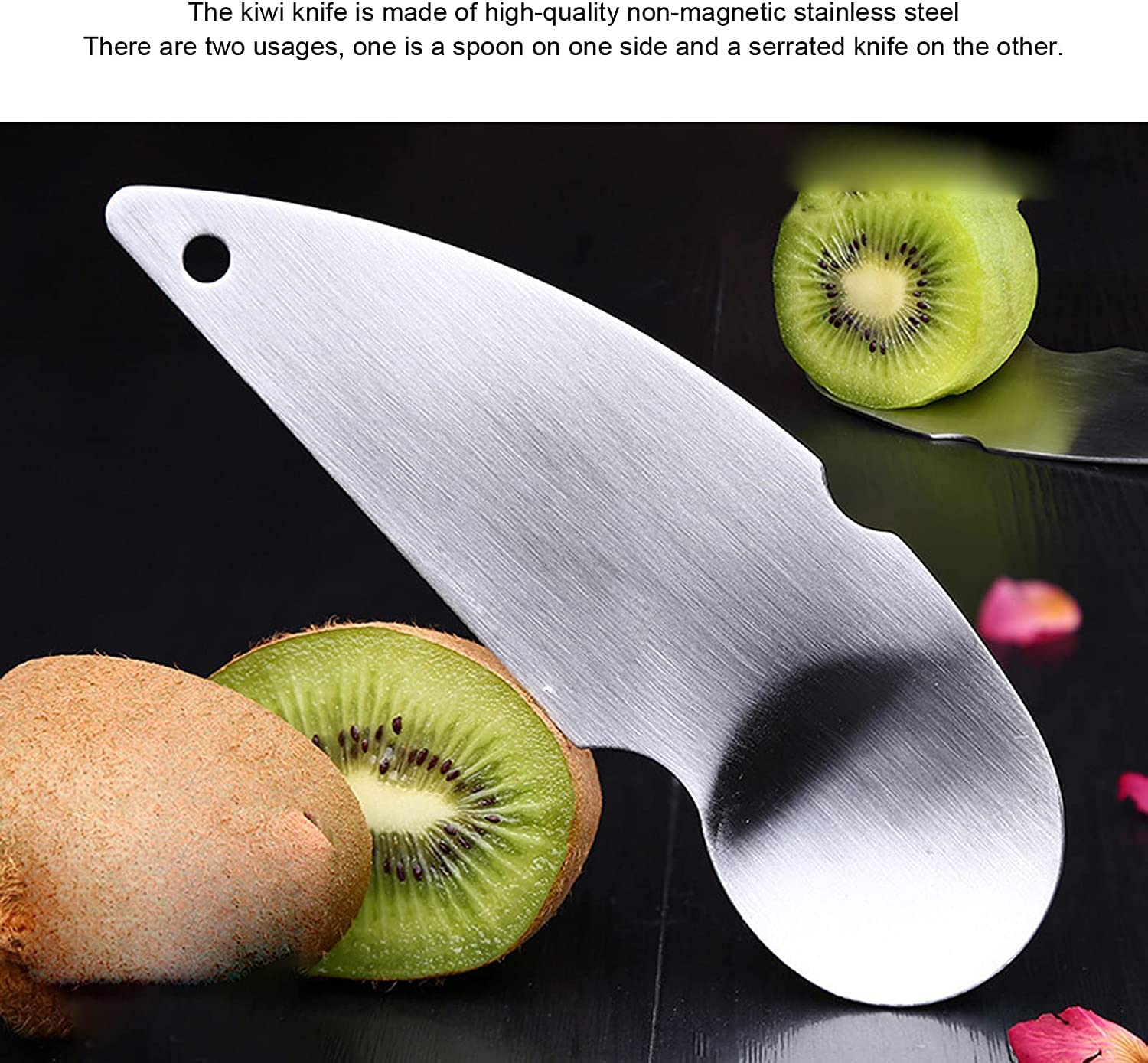 キウイスプーン、304ステンレス鋼キウイフルーツピーリングスクープスプーンフルーツディバイダーキッチンガジェットキッチン受信者用魅力的でファッション