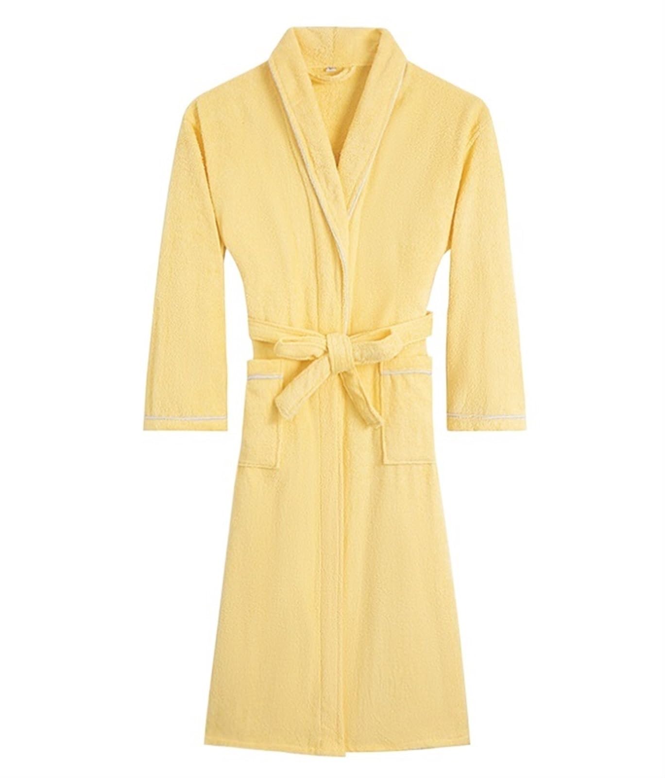 バスローブ ガウン ユニセックスナイトシャツバスローブカジュアル無地ソフトバスローブ吸収性ネグリジ..