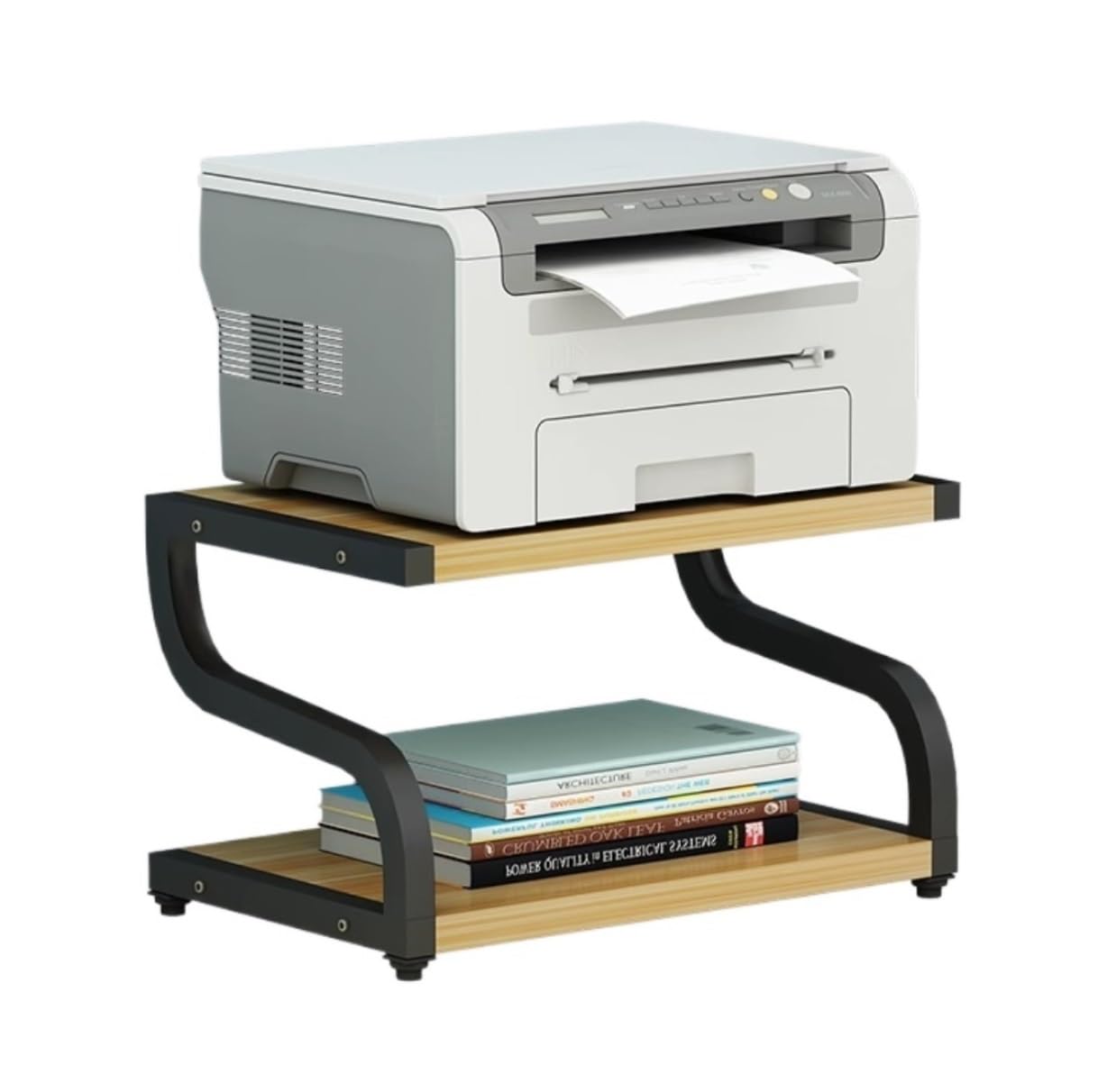 プリンターラック プリンター台 プリンタースタンド 2 層木製プリンタースタンド金属フレームプリンタ..