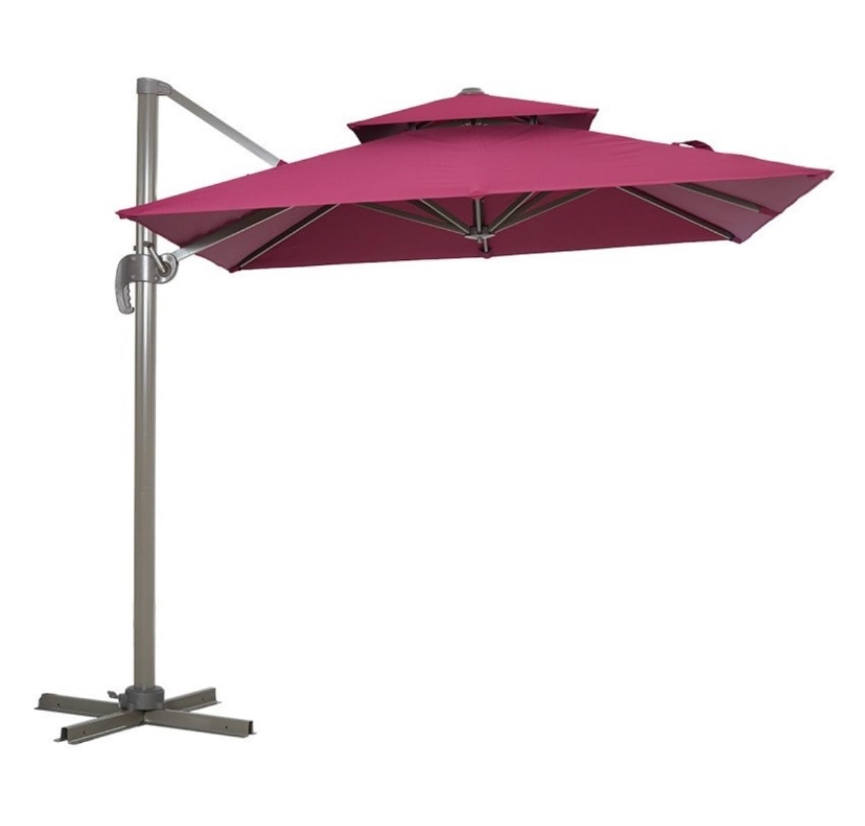 楽天アピネスアウトドア パラソル ガーデンパラソル パラソル パティオパラソル ダブルトップスクエア屋外傘 360°回転調整可能なクランク & クロスベース付き ガーデンプール用 ビーチパラソル 庭 日傘 日よけ