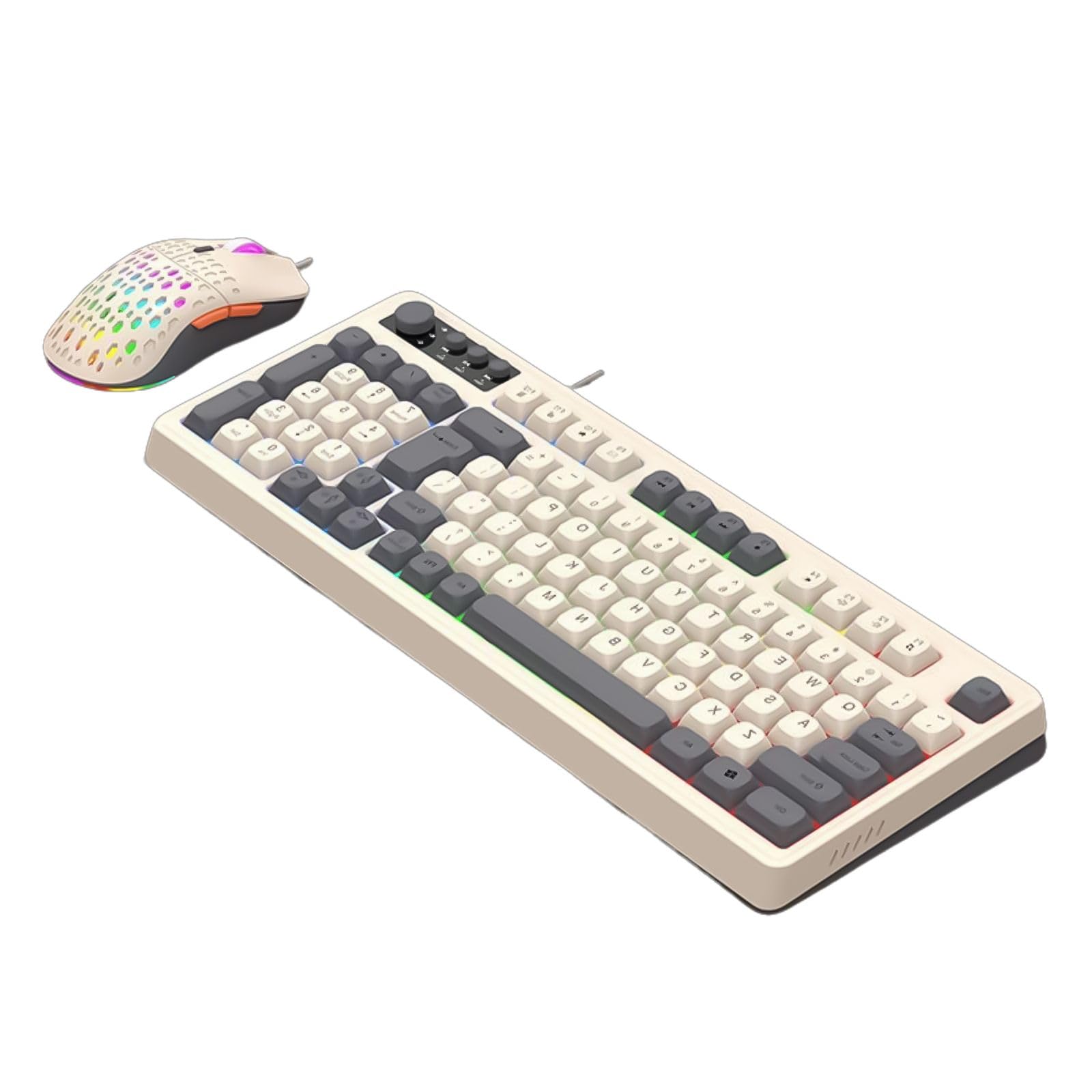 98Keyワイヤーゲーミングキーボード ARGB効果付き 人間工学に基づいたキーボード 快適なキーキャップ ..