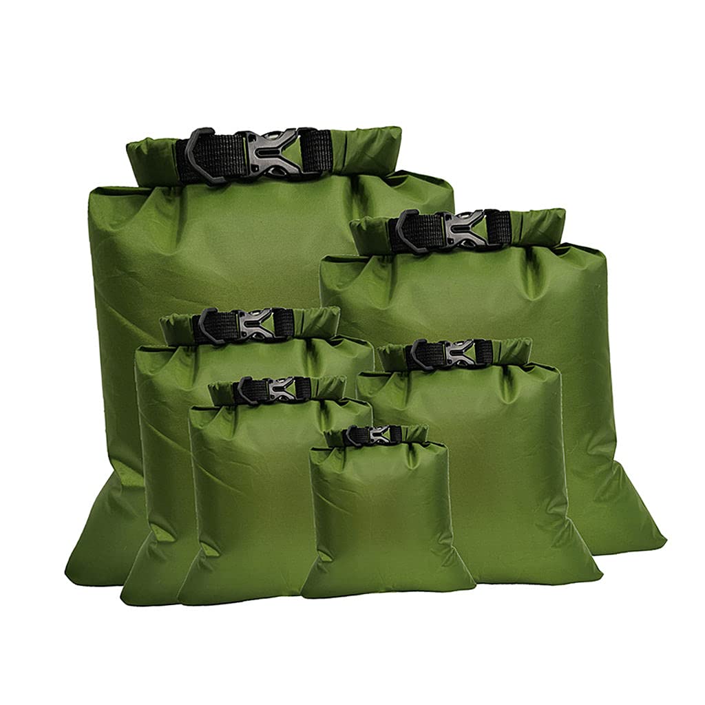 ドライバッグ スタッフバッグ 防水 プールバッグ ビーチバッグ 釣り 水泳 6個入り - グリーン