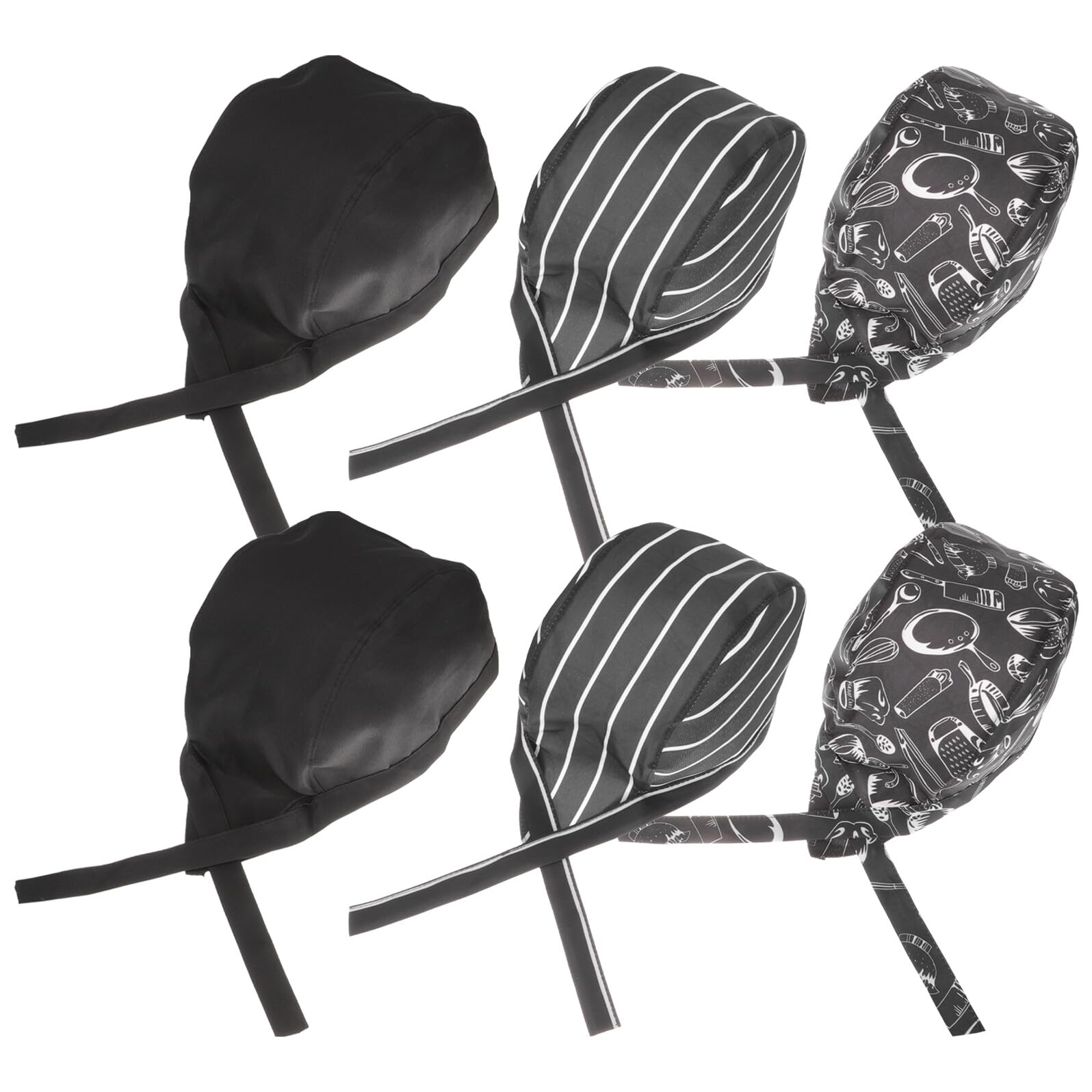 [] 6個 調節可能ユニセックスシェフターバン帽子レストラン用厨房作業帽男女兼用コックキャップ厨房ス..