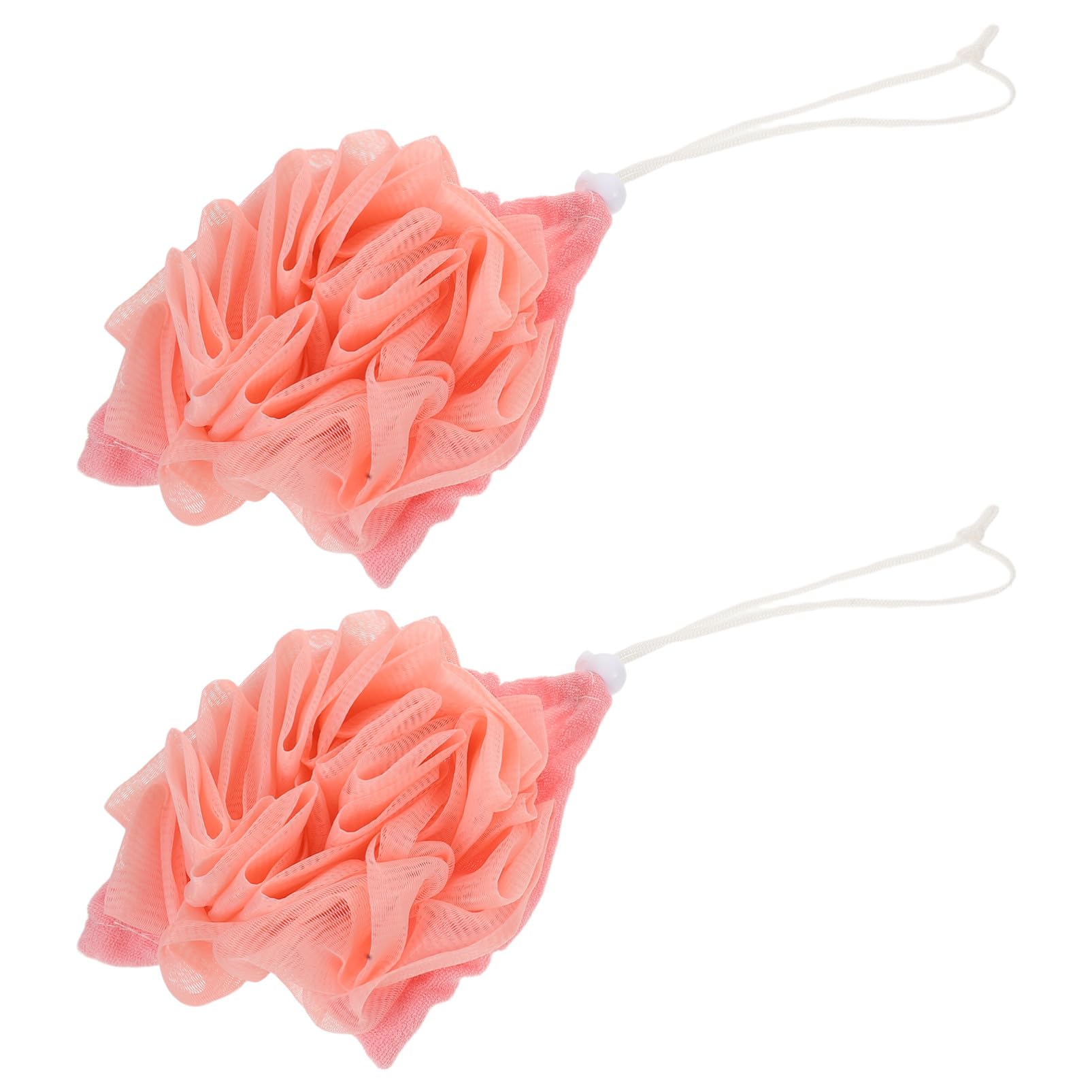 2個バススポンジ沐浴球 吊り下げプ 速乾メッシュボディスクラバー