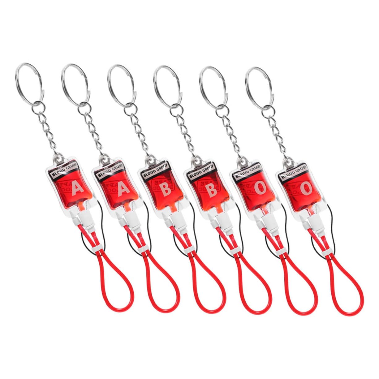 [] 6個 ハロウィン用血液型キーホルダー 血漿パックチャーム型型型入り パーティーグッズ携帯飾り 小物..