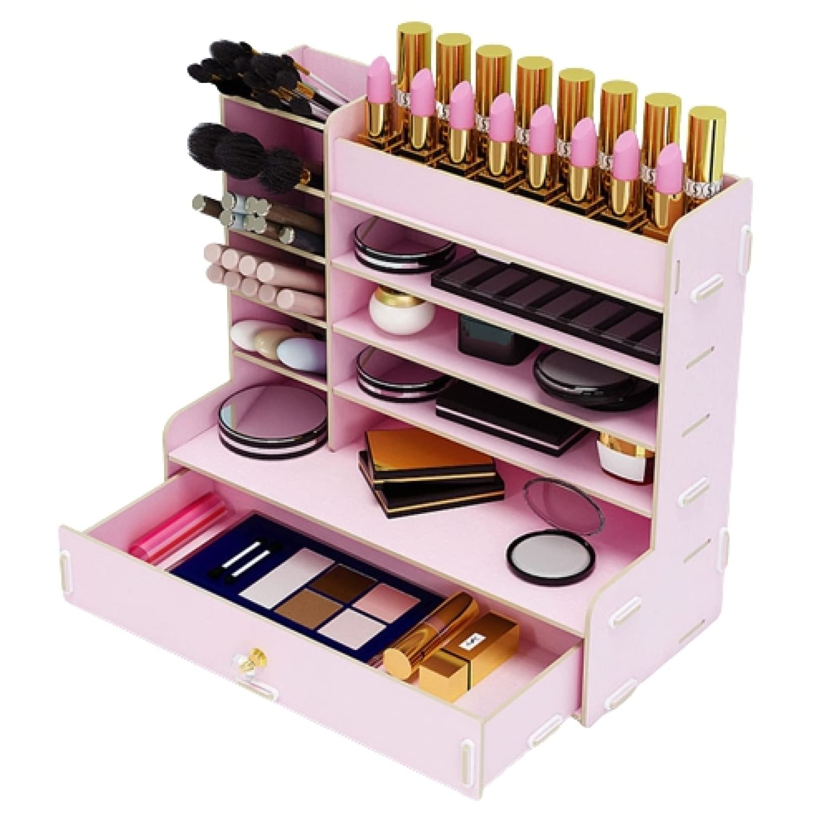 コスメ収納ボックス メイク収納ボックス 化粧品収納ボックス 大容量 木製 リップ収納 化粧品収納 防塵防水 小物入れ 化粧品入れ 卓上 シンプル おしゃれ 機能的(3)