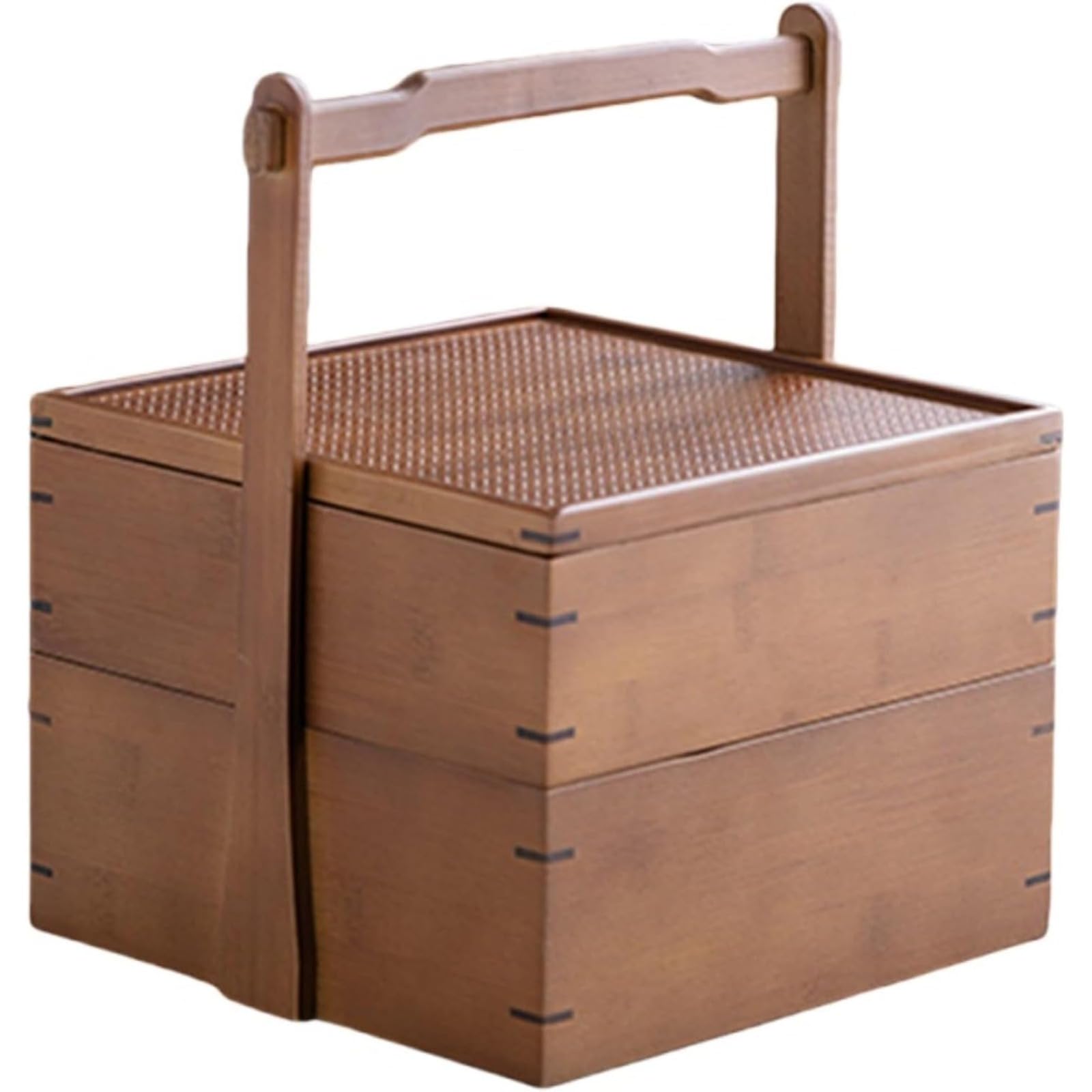 おかもち 菓子入れ 提げ箱 竹製 茶道具箱 収納 二段 茶道 和室 茶屋 アウトドア ピクニック用 家庭用 ..