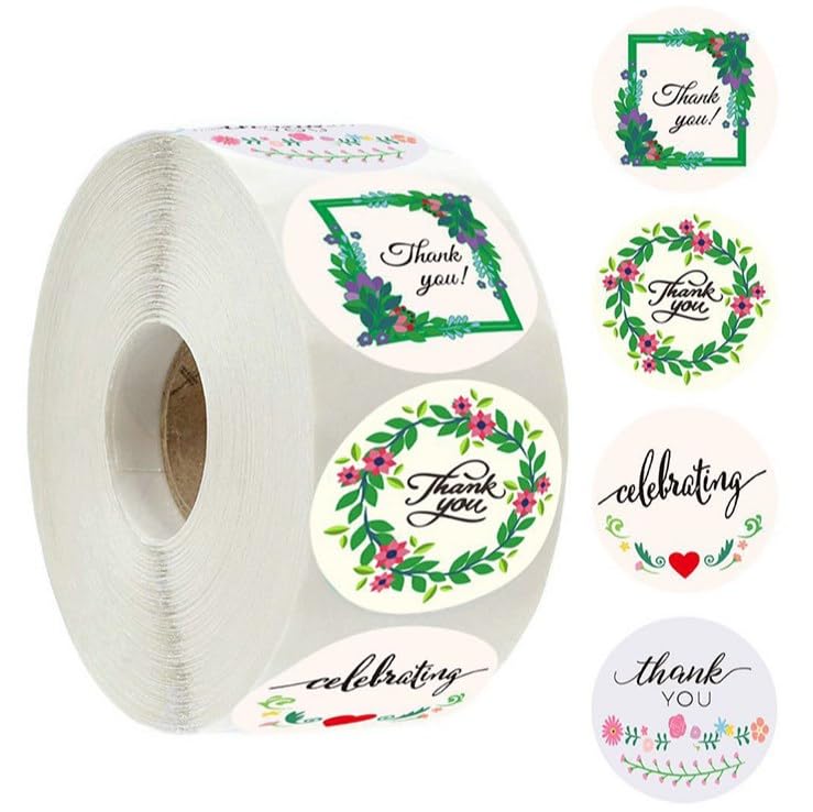 []【ウェディングパーティー装飾シール】強粘着で剥がれない4種フラワーサンキューシール コンパクトサ..