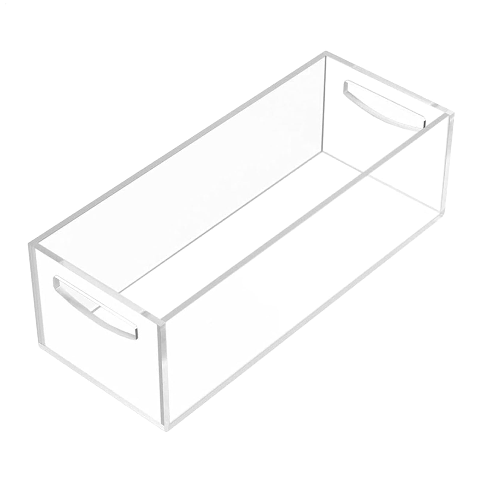 アクリル 収納ボックス ハンドル付き 40×15×12.5cm クリアケース 透明 整理ケース ディスプレイケース コレクションケース マルチケース キッチン クローゼット 書斎 デスク周り リビング バスルーム 小物入れ DVD ゲームソ