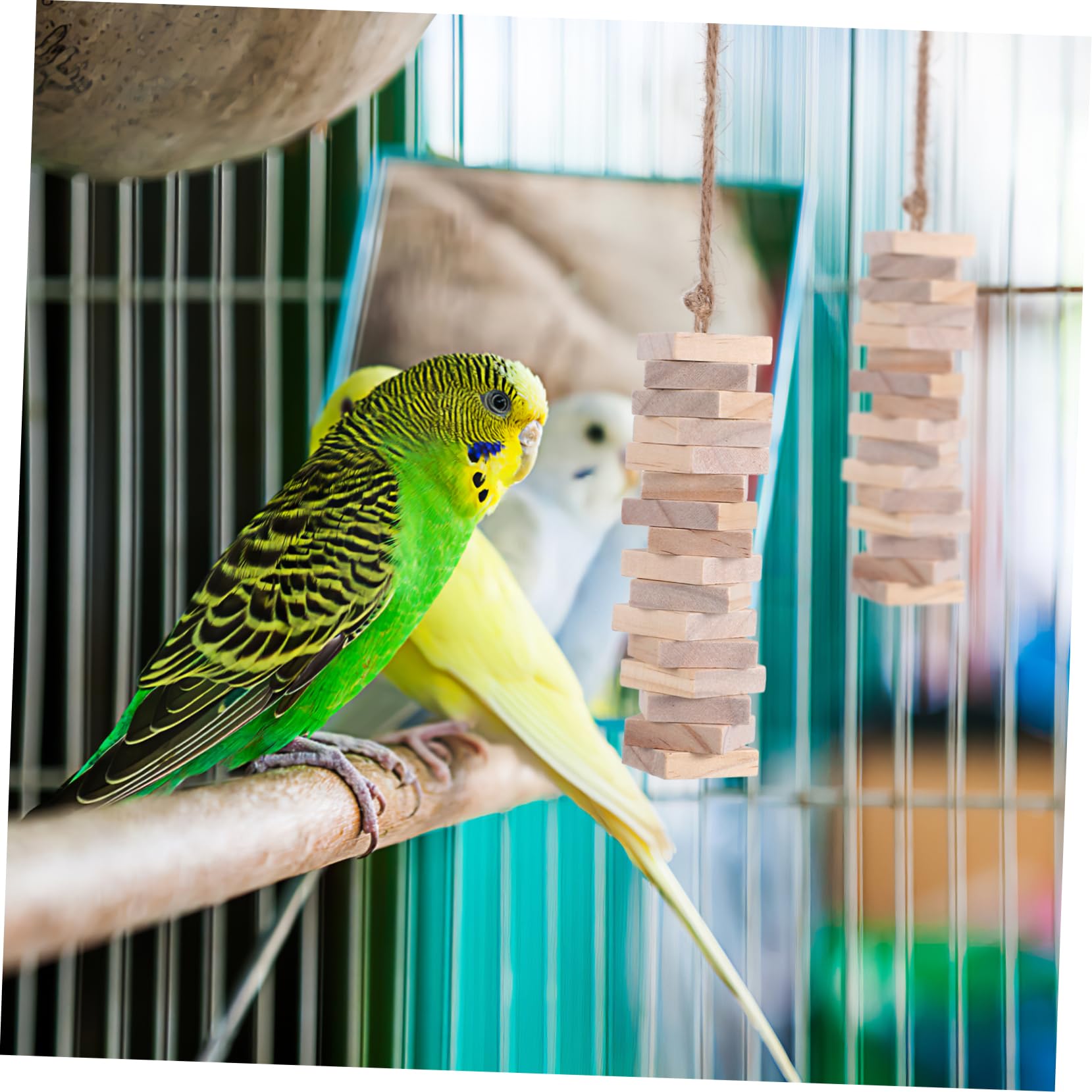 100個鹦鹉啃咬木片 自然素材製頑丈な鳥用かじり木 ブラッシングと