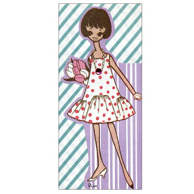 乐天商城 - 内藤ルネ グリーティングカード 花束を持つ女の子