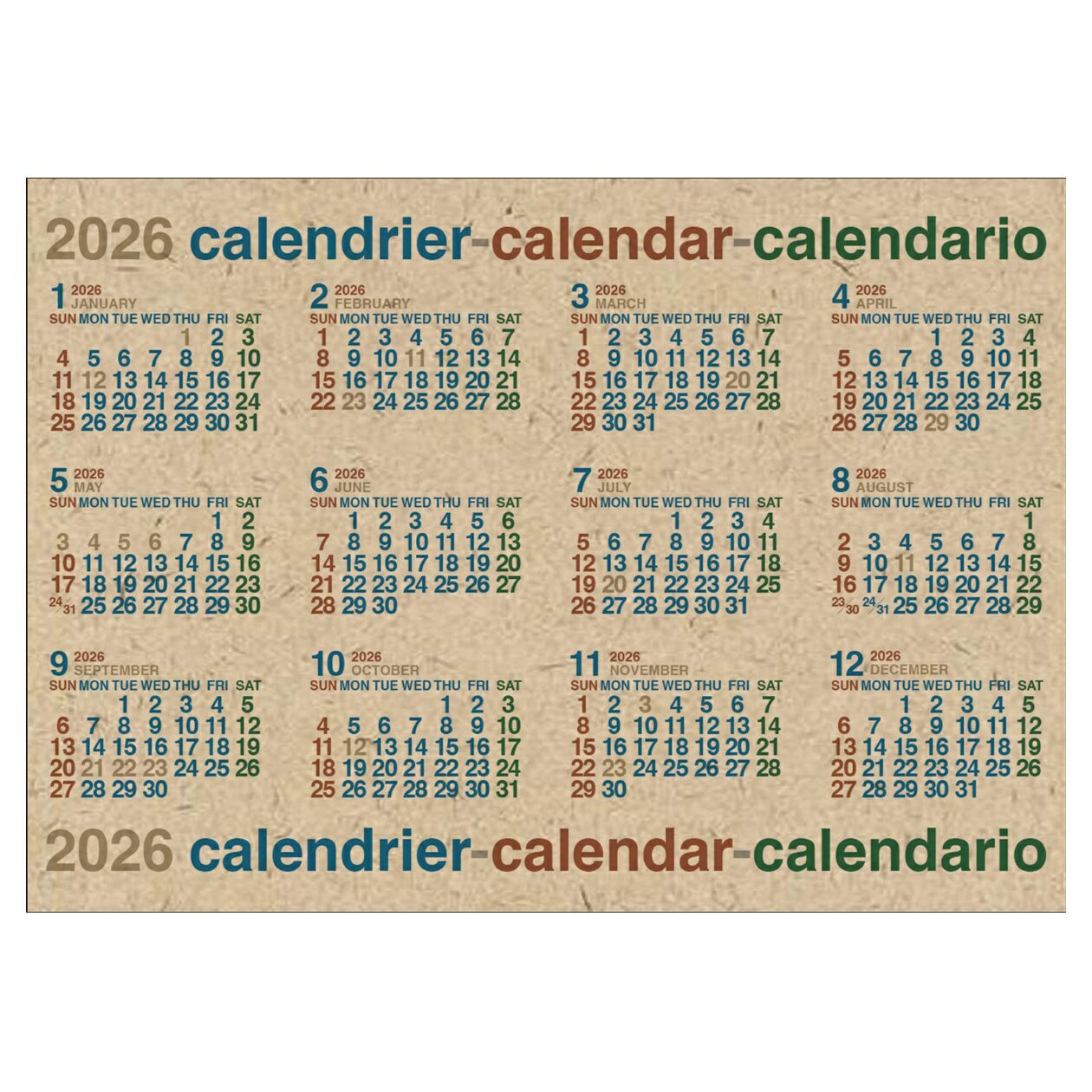 2026年カレンダー DAYSTATION B3 ポスター