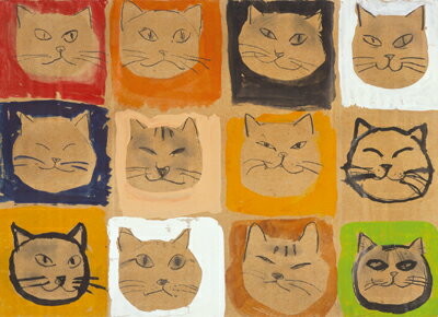 Rakuten - 久下 貴史 絵画・アート(版画額装品)/顔の整列/ねこ・ネコ・猫