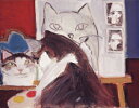 久下 貴史 絵画・アート(版画額装品)/画家フェデリコ自画像を描く/ねこ・ネコ・猫