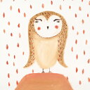 ドナ・ウィルソン 絵画・アート(版画額装品)/owl and falling leaf(フクロウと落葉)/トリ・鳥