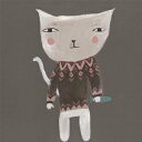 ドナ・ウィルソン 絵画・アート(版画額装品)/fairisle puss(フェアアイルのセーターを着たネコ)/ねこ・ネコ・猫