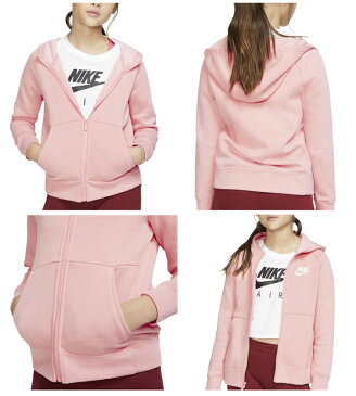 スウェット 長袖 パーカー キッズ 女の子 ジュニア 子供服 ナイキ NIKE YTH ガールズ フルジップフーディ 裏フリース スポーツウェア 130-160cm スエット アウター 女児 普段使い ピンク 上着 羽織/BV2712-697