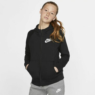 スウェット 長袖 パーカー キッズ 女の子 ジュニア 子供服 ナイキ NIKE YTH ガールズ フルジップフーディ 裏フリース スポーツウェア 130-160cm スエット アウター 女児 普段使い 上着 羽織/BV2712-010