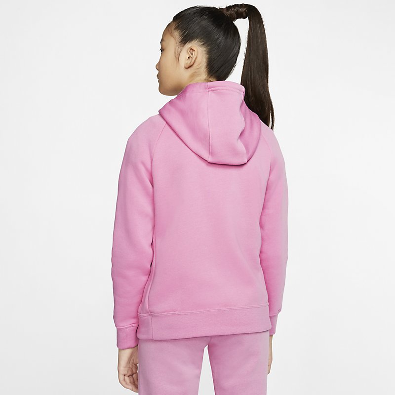 スウェット 長袖 パーカー キッズ 女の子 ジュニア 子供服 ナイキ NIKE YTH ガールズ PE フルジップ フーディ 裏フリース/スポーツウェア 130-160cm スエット アウター 女児 普段使い ピンク系 上着 羽織/BV2712-693