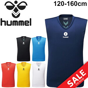 ノースリーブ Tシャツ キッズ 男の子 女の子 ジュニア アンダーウェア 子供服 ヒュンメル Hummel ジュニア つめたインナーシャツ 130-160cm 吸水速乾 接触冷感機能 Vネック サッカー スポーツウェア 運動 部活/HJP5026