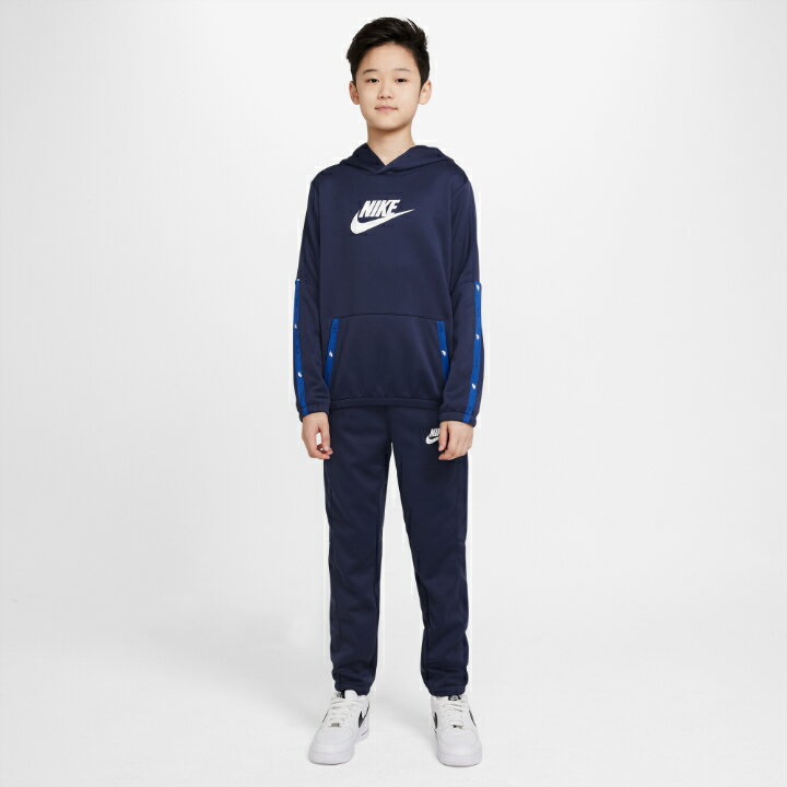 スウェット 上下セット キッズ ジュニア 130-160cm 子供服/ナイキ NIKE YTH NSW POLY パック フック トラックスーツ/プルオーバー パンツ スエット セットアップ 上下組 ブルー系 男の子 女の子/DD8552-492