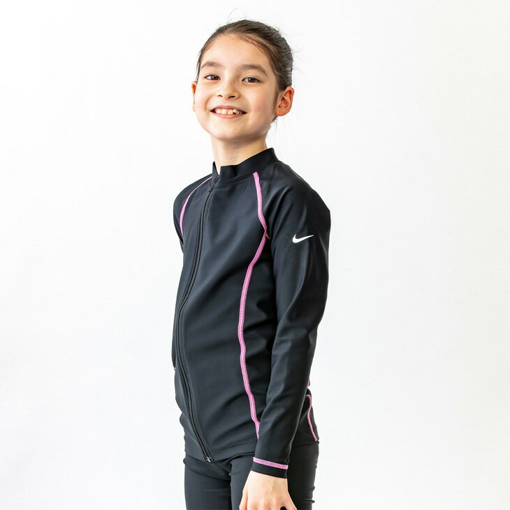 楽天APWORLD　KIDSナイキ キッズ ラッシュガード 長袖 ジュニア 女の子 NIKE SWIM スクール水着 子ども こども用 スイムウェア 120cm 130cm 140cm 150cm 160cm 女子 女児 子供 小学生 幼児 園児 ガールズ 水泳 プール 学校 体育 海水浴/1991065-003【返品不可】