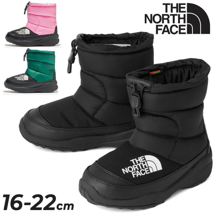 楽天APWORLD　KIDSノースフェイス キッズ ウィンターブーツ　防寒ブーツ THE NORTH FACE ヌプシ ブーティ 6 子供靴 16-22cm 子ども用 スノーブーツ ジュニアブーツ 中わた入り はっ水 保温 防寒靴 アウトドア 男の子 女の子 ブランド 黒 緑 グリーン ピンク くつ/NFJ52288