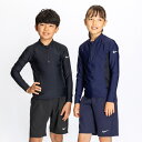 送料無料 ナイキ スクール水着 キッズ ジュニア 男の子 女の子 NIKE SWIM 長袖ショーツセット セパレート水着 ジェンダーレス 子ども 150cm 1...
