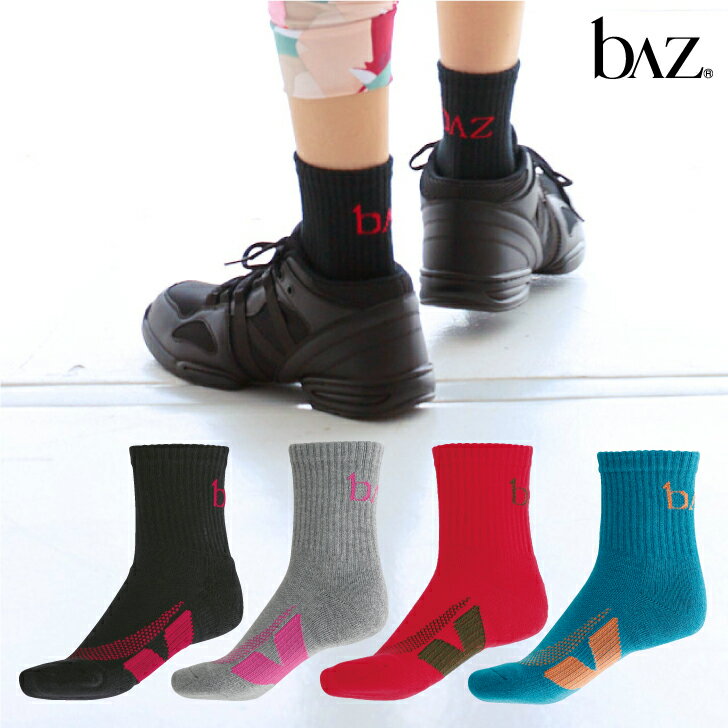 【日本製】 bAz バズ / NAWA 靴下 レディース ソックス 着圧ソックス クルーソックス 足底サポート付 23〜25 ヨガ ダンス ランニング ファッション 23〜25