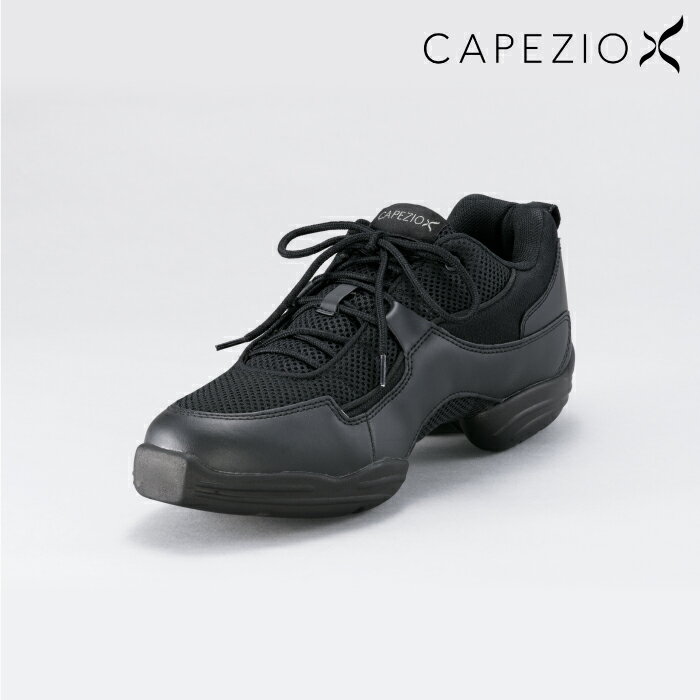 CAPEZIO カペジオ 送料無料 ダンススニーカーローカット ダンス ジャズ ヒップホップ チア サルサ エクササイズ フィットネス スプリット シューズ 大きいサイズのみ展開 ブラック