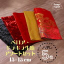 NAWA 日本製 ScrapSET はぎれ5枚セット(ベロア・ラメ・衣装生地) 生地売り 15×15cm レオタードや衣装に使用するバリエーション豊かな色や柄の...
