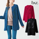 bAz バズ / NAWA レディース フィットネスウェア 日本製 送料無料 タフタハーフコート ブラック/ダークブルー/ダークレッド M/L タフタストレッチ 無地 ノーカラー フロントファスナー baz おしゃれ(4)