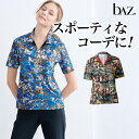 bAz バズ / NAWA レディース フィットネスウェア 日本製 送料無料 Pt.スキッパートップス ブルー/カーキ M/L/LL メッシュ2way ややゆとりのあるシルエット おしゃれ