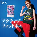 bAz バズ / NAWA レディース フィットネスウェア 日本製 送料無料 DRYワッフルPt.ノースリーブトップス ブラック(柄)/ライトブルー(柄) M/...