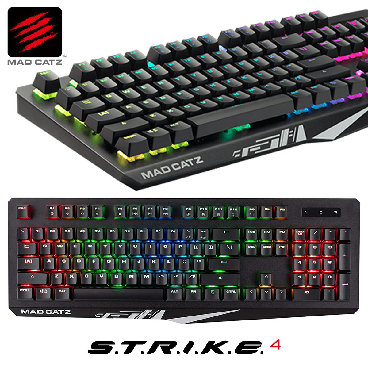 Mad Catz S.T.R.I.K.E. 4 ゲーミング キーボード メカニカル USB LED バックライト アンチゴースト RGBライティング KS13MMUSBL000-0J MADCATZ STRIKE ストライク マッドキャッツ (06)