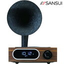 SANSUI MSR-5 サンスイ Bluetooth ラジオスピーカー FM ラジオ 10W アサガオホーン 朝顔 スピーカー ウーファー タイマー スヌーズ 昭和 レトロ 木目調 インスタ映え (08)