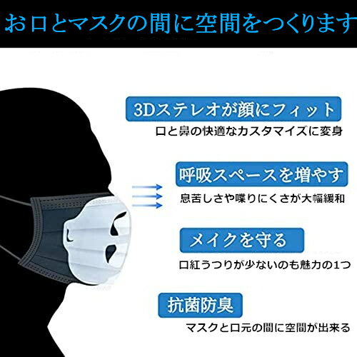 【5個セット】マスクブラケットフレーム 夏にも 化粧崩れ防止 呼吸 会話 話しやすい 暑さ対策 ムレ対策 蒸れ防止 熱軽減 冷感 夏用 洗える 布マスク用　マスクフレーム 　立体　3D 補助具 フック