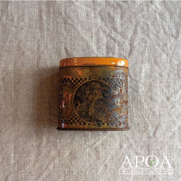 オランダ アンティーク 煙草缶 タバコ缶 Sサイズ 嗅ぎタバコ スヌーフ スナッフ ティン オレンジ 缶　..