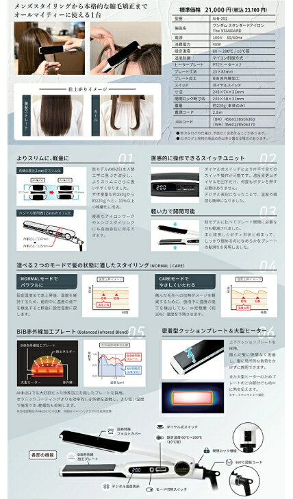 【送料無料】 ワンダム スタンダードアイロン AHI-252 サロン専売品 アイロン プロ用