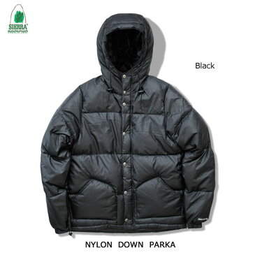 シエラデザインズ 1324　ブラック ナイロン・ダウン・パーカー SIERRA DESIGNS NYLON DOWN PARKA Black メンズ アウター アウトドア フード付き ダウンジャケット