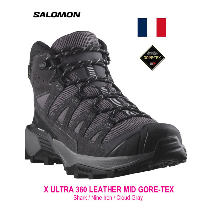 SALOMON X ULTRA 360 LEATHER MID GORE-TEX Women 4757110 Shark / Nine Iron / Cl...