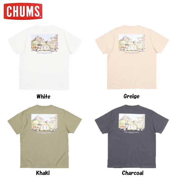 チャムス トップス レディース チャムス CH01-2393 CH11-2393 チャムスザイオンキャンピングTシャツ CHUMS Zion Camping T-Shirt トップス Tシャツ メンズ レディース W001 White G057 Greige M022 Khaki G004 Charcoal