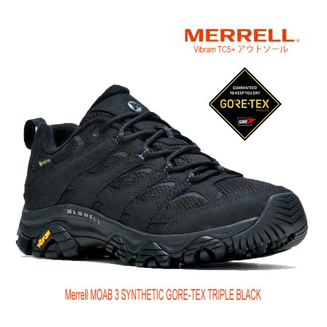 メレル M500239 モアブ 3 シンセティック ゴアテックス トリプル ブラック Merrell MOAB 3 SYNTHETIC GORE-TEX TRIPLE BLACK メンズ ア..