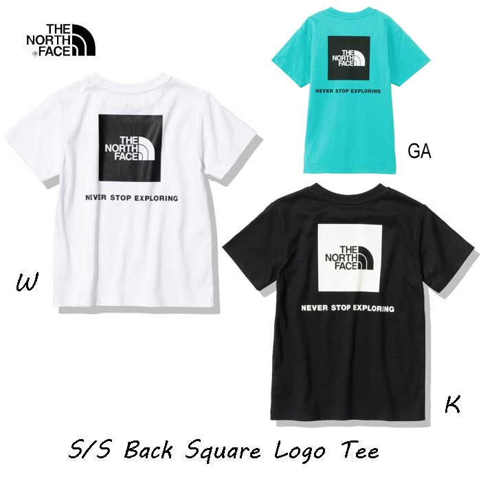 楽天APEX Tokyo-Bayキッズ 人気商品です ザ ノースフェイス NTJ32333 W K ショートスリーブバックスクエアロゴティー（キッズ） The North Face KIDS S/S Back Square Logo Tee ネコポス便対応 ホワイト（W） ブラック（K） ガイザーアクア・（GA）