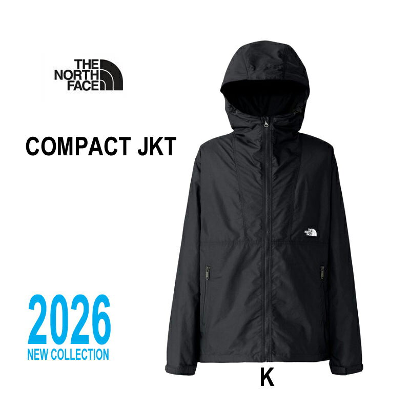 2026年春夏 ザ・ノース・フェイス NP72530 コンパクトジャケット メンズ 収納袋付 The North Face Mens Compact Jacket ブラック・K
