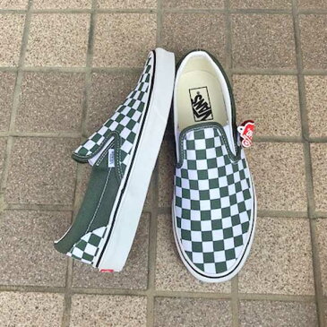 バンズ VN0A33TB9HO クラシック スリッポン スリップ オン チェッカー ボード チェック ヴァンズスケート シューズ スニーカーVANS Classic Slip-On Checkerboard Thyme True White