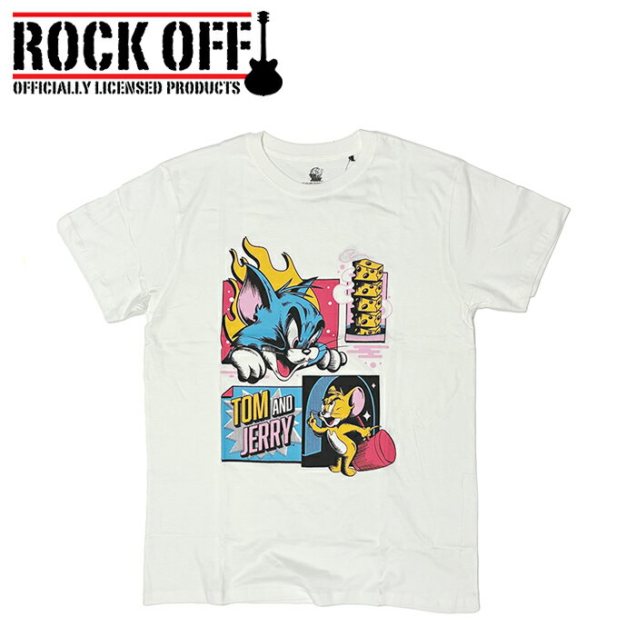 ロックオフ トムとジェリー プリントTシャツ キャラクターTシャツ s-xl ホワイト メンズ レディース ROCK-OFF TOM＆JERRY Tshirts WHITE