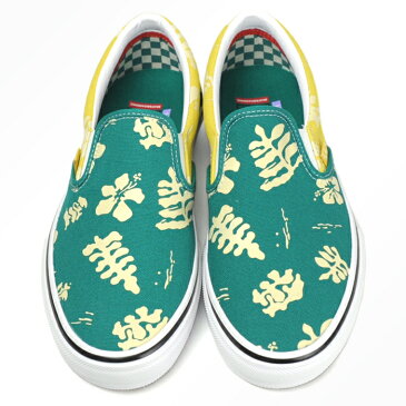 送料無料 バンズ スケート スリッポン スニーカー メンズ レディース アロハ柄 スケートシューズ 靴 くつ クツ VANS SKATE SLIP-ON (ALOHA) MARINE/GOLD